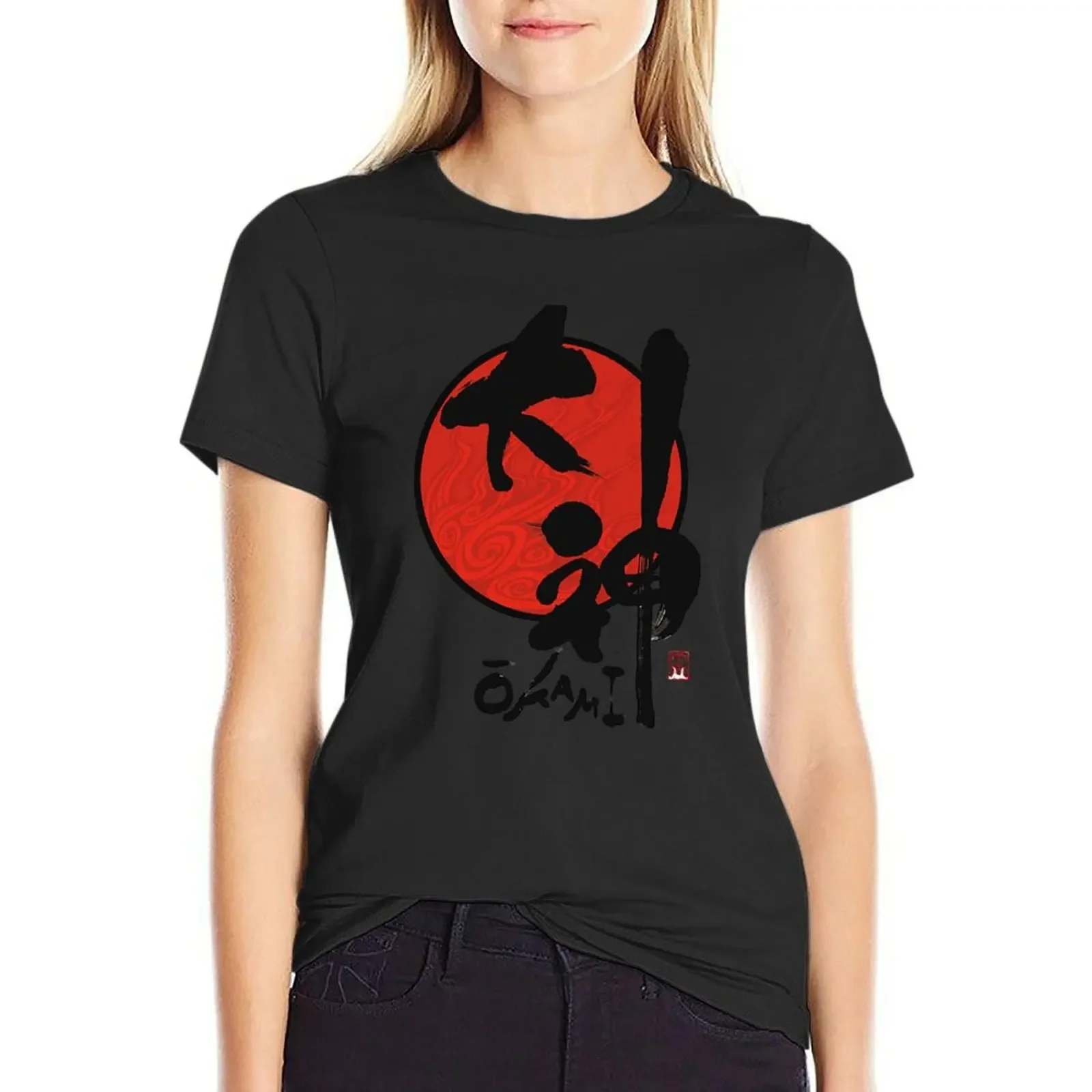 

Okami Logo Premium T-Shirt Blouse heavyweights lady clothes t shirts for Women loose fit