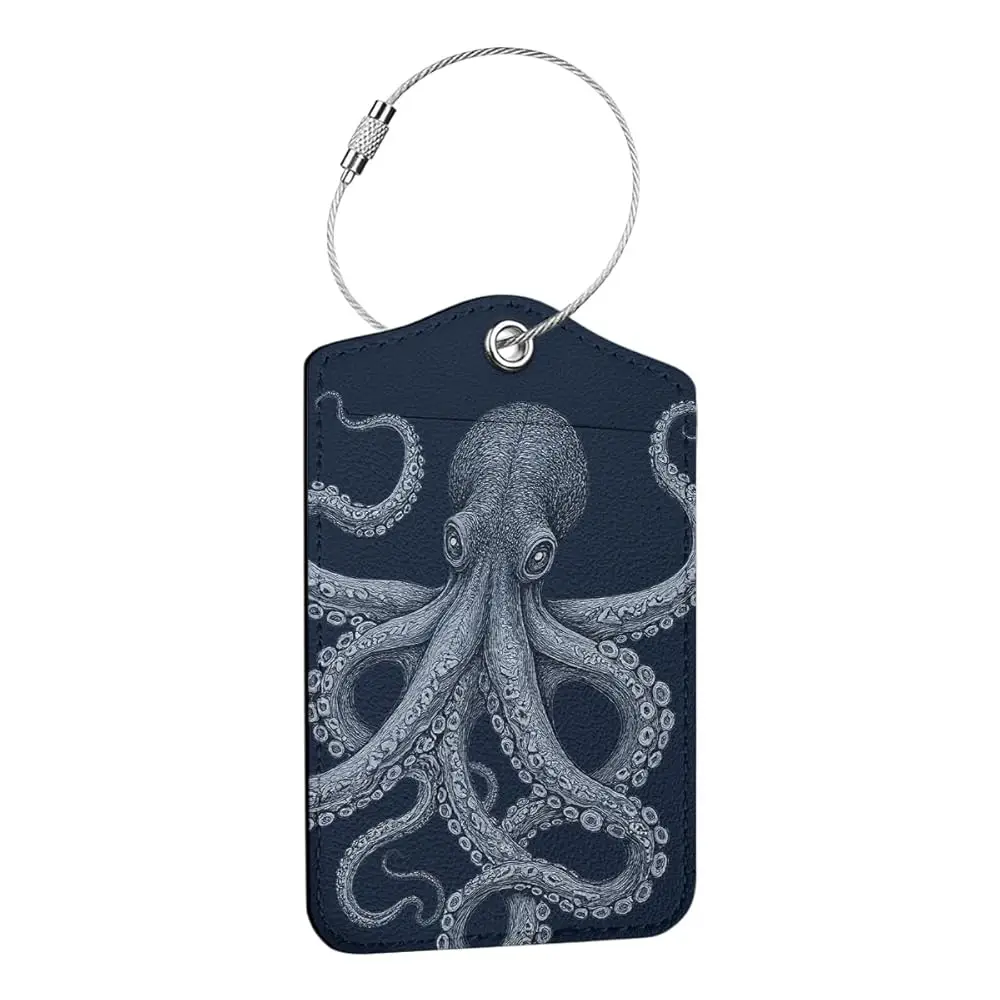 

Free ShippingOctopus Luggage Tags for Suitcases, Leather Suitcase Tags for Cruise Ships Airport Travel, Privacy Cover ID Label W