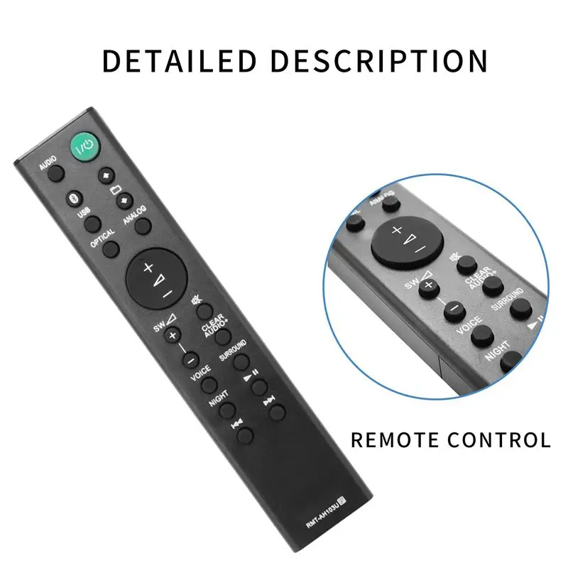 Exquisite-3X RMT-AH103U Remote Control For Sony Sound Bar HT-CT80 SA-CT80 HTCT80 SACT80 SS-WCT80 RMTAH103U
