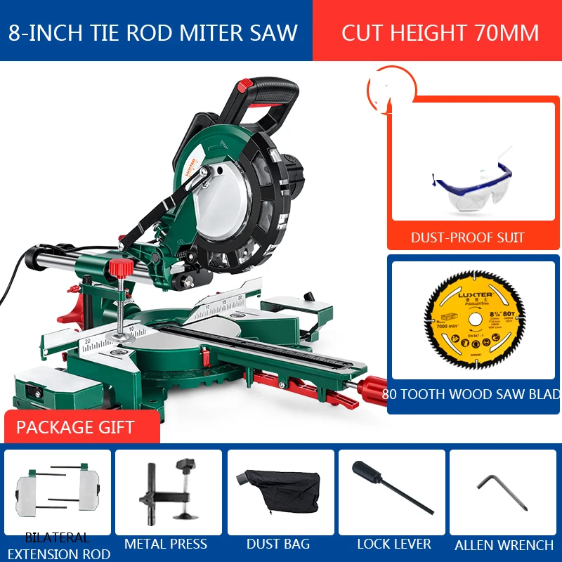 

45 Degree Laser Positioning Miter Saw 8 Inch Household Saw Woodworking Pull Rod Miter Saw 220V/1700W Aluminum Cutting Machine