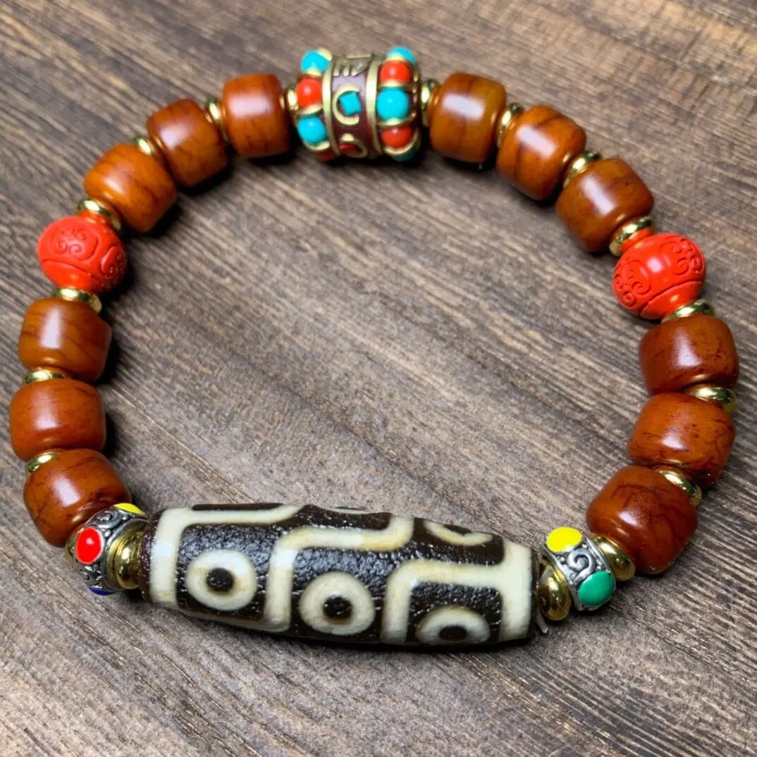 

Natural Old Agate Nine-eye Dzi Beads Bracelet
