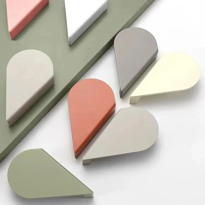 Cartoon Heart Kids Cabinet Handles - French Cute Cream Wardrobe Pulls and Drawer Knobs,Modern Minimalist Furniture Handles(Pair)
