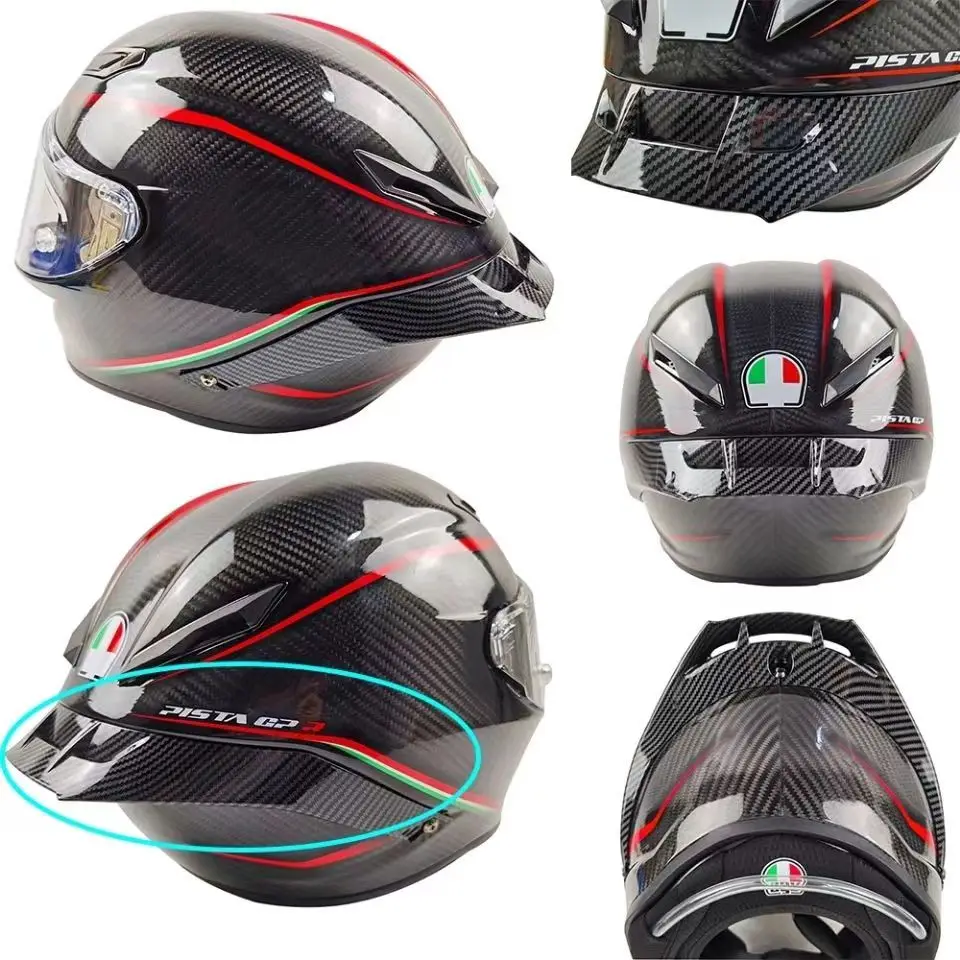 For AGV Pista GP RR Corsa R 70th Anniversary Carbon Fiber Appearance Look Motorcycle Rear Trim Helmet Spoiler