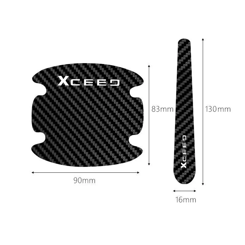 8pcs Car Exterior Auto Door Bowl Handle Decals Anti Scratch Protection Stickers for Kia XCEED Logo Carbon Fiber Tape Styling