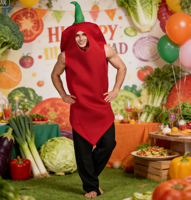 

New Pepper Costumes Carnival Outfit Adult Vegetable Cosplay Party for Halloween