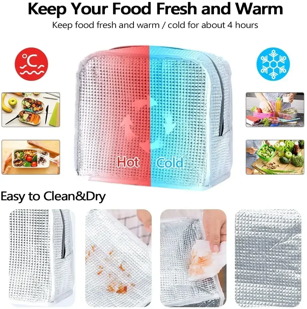 Bolsa de almuerzo aislada para mujer Bolsa de almuerzo reutilizable con cremallera impermeable para hombres y mujeres Bolsa de almuerzo portátil para picnics de oficina