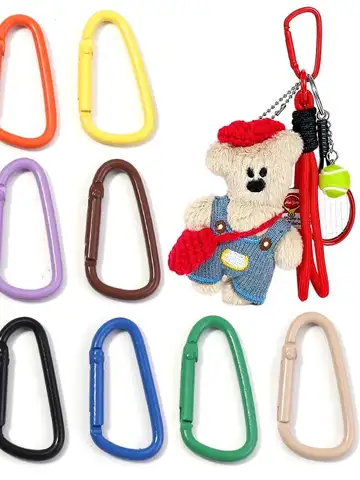 10pcs Alloy Carabiner Key Chain Clip Colorful D-shaped Spring Buckle Hook For DIY Outdoor Camping Handbag Key Ring Accessories