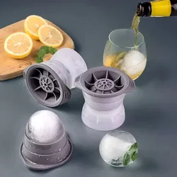 2PCS Silicone Spherical Ice Cube Mold Bar Whiskey Circular Spherical Ice Cube Tray Vertical Silicone Ice Hockey Mold