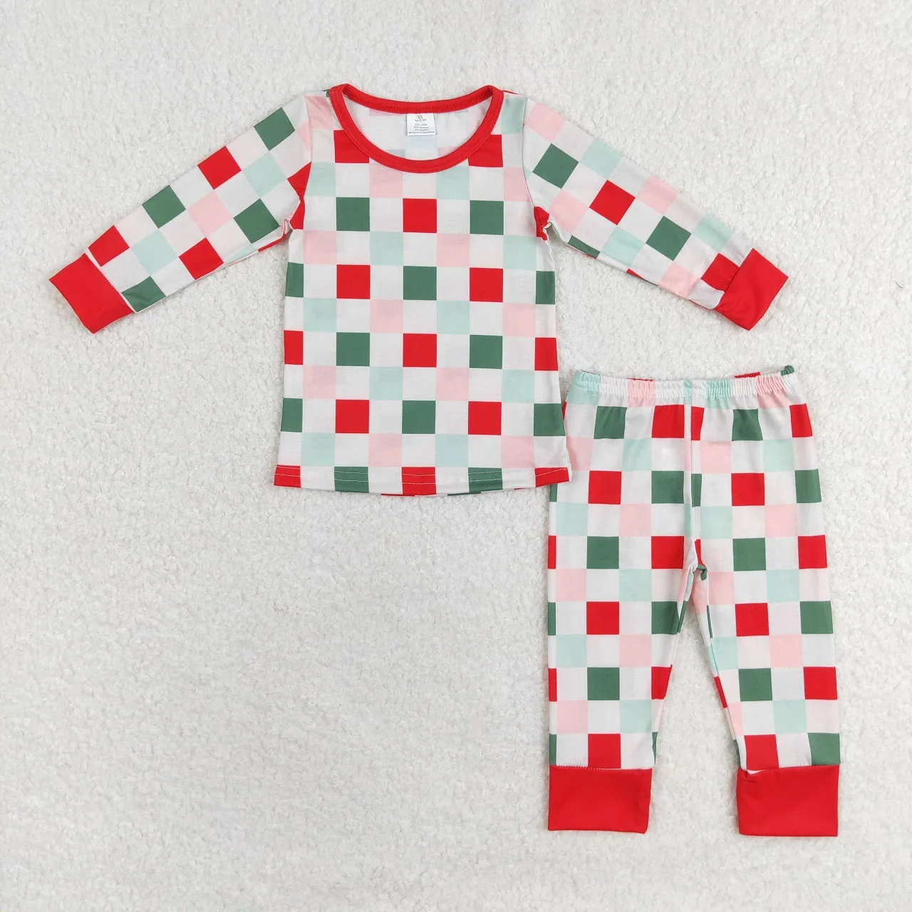 

Wholesale Christmas Checkered Pajamas Long Sleeves Baby Girl Shirt Set Kids Pants Toddler Outfit Nightwear Children Sleepwear