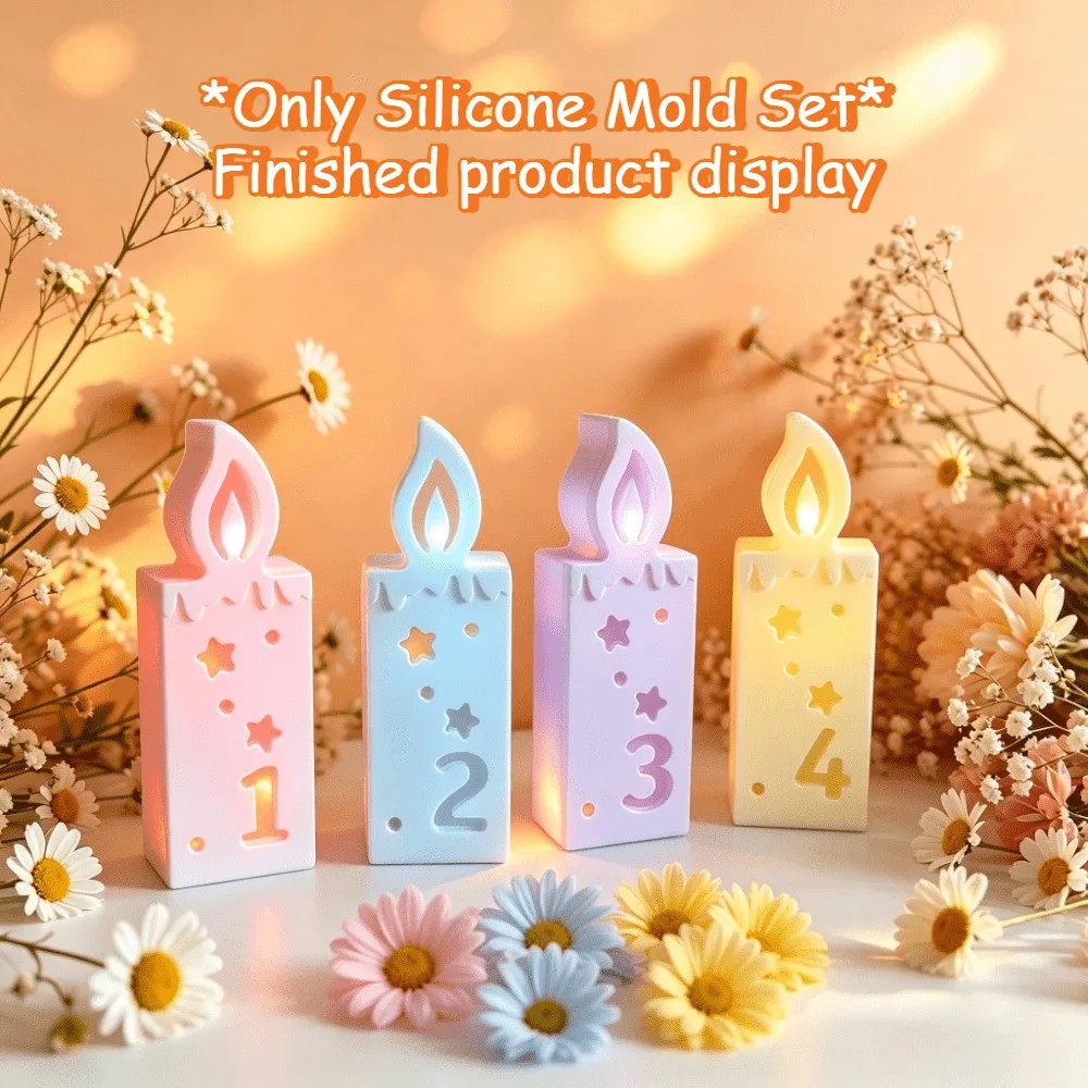 High‑Quality Number Candle Silicone Mold Hollow Night Light Mould DIY Resin Plaster Craft Holiday Decoration Handmade Gift
