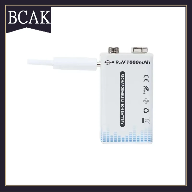 بطارية ليثيوم 9 فولت 1000 مللي أمبير في الساعة مزودة بمنفذ USB من النوع c مناسبة لأقفال الوصول إلى الميكروفونات وأجهزة القياس المتعددة وما إلى ذلك BCAK #1