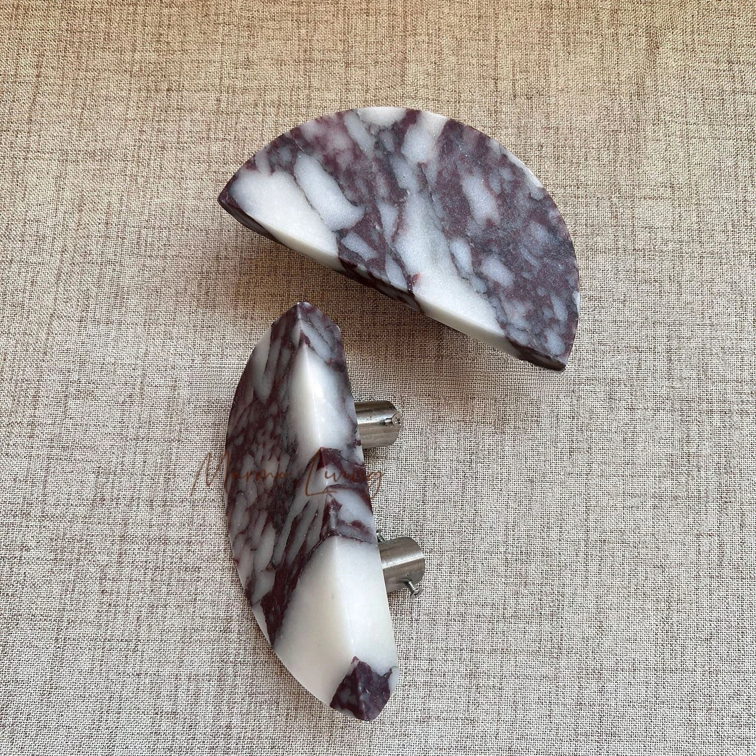 

Мраморная ручка Calacatta Violet Arc для стеклянных дверей шкафов и ящиков