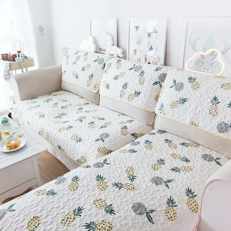 Almofada do sofá do algodão puro, antiderrapante, moderno, simples, europa do norte, pastoral, quatro estações, universal, plantas e flores