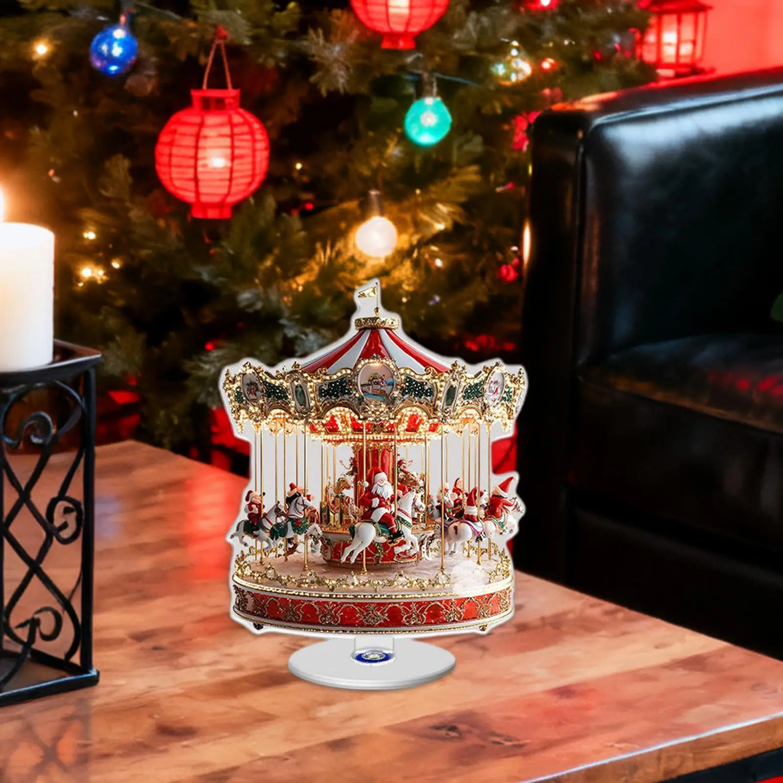 Merry Go Round Decoration 2D Traditional Flat Collectible Christmas Decoration Merry Go Round Party Decor For Window Festival