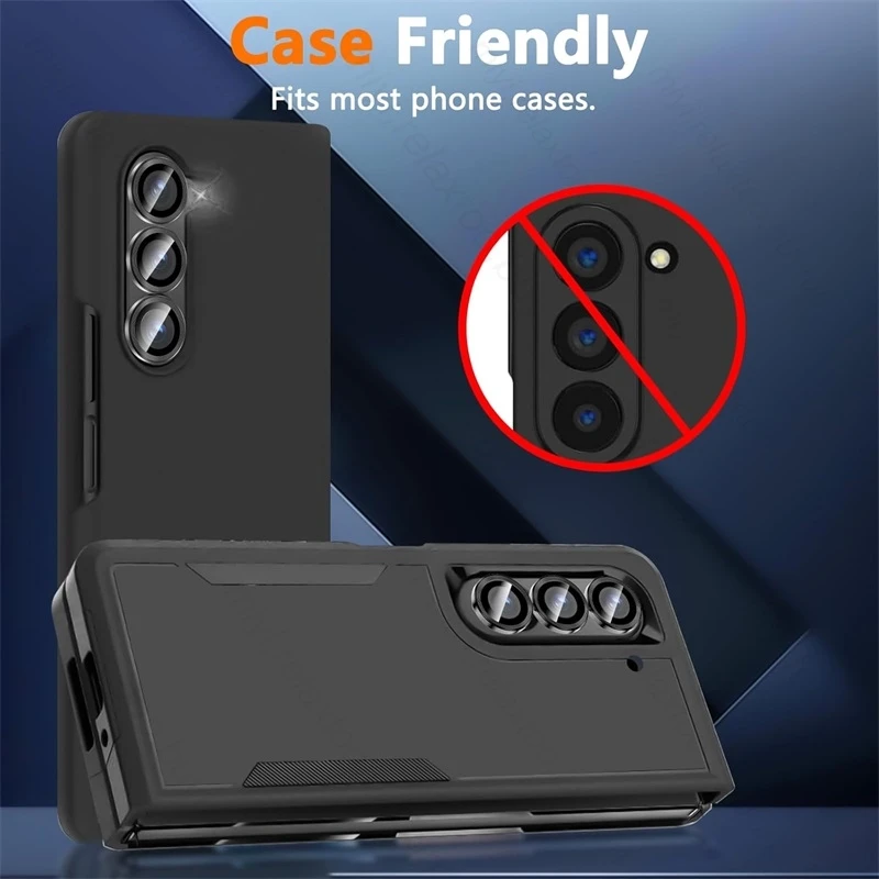 Etui Sumsung ZFold 6 9H Glass Matel Ring Camera Protector Cover GalaxyZFold6 GalaxyZ Fold 6 ZFold6 Lens Cap dla Samsung Z Fold6