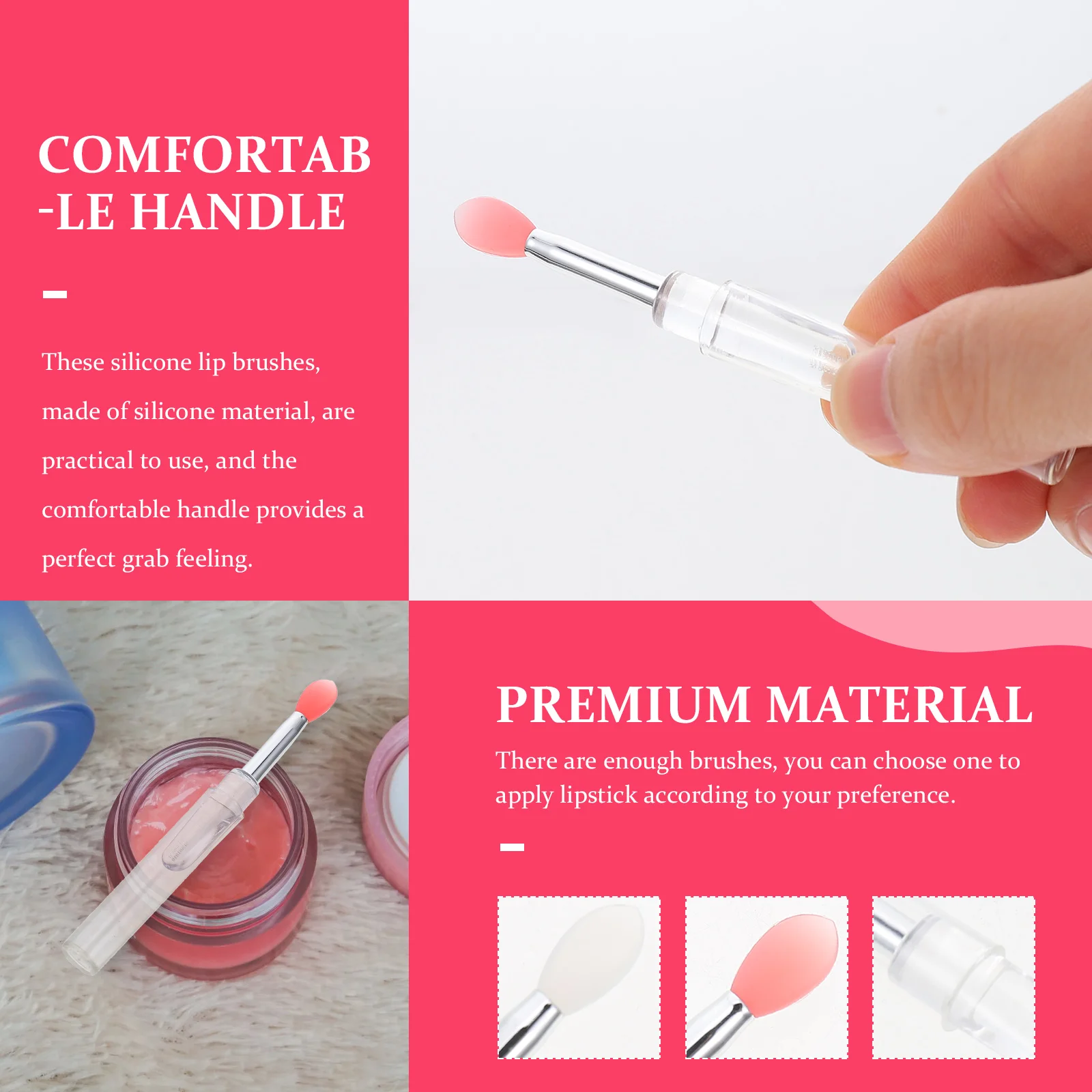 

6Pcs Silicone Lipstick Brush Tool with Soft Head Smooth Application Easy Clean Professional Makeup Use for Lips and Eyes Daily