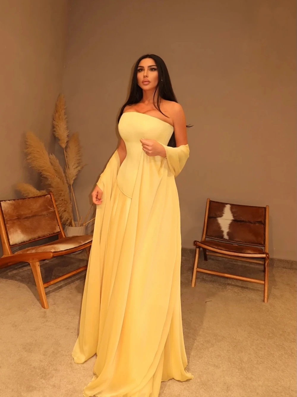 Chic Strapless Charming Evening Dress With Matching Cape Simple A Line Cocktail Gown Customized For Women Corset Formal Wear