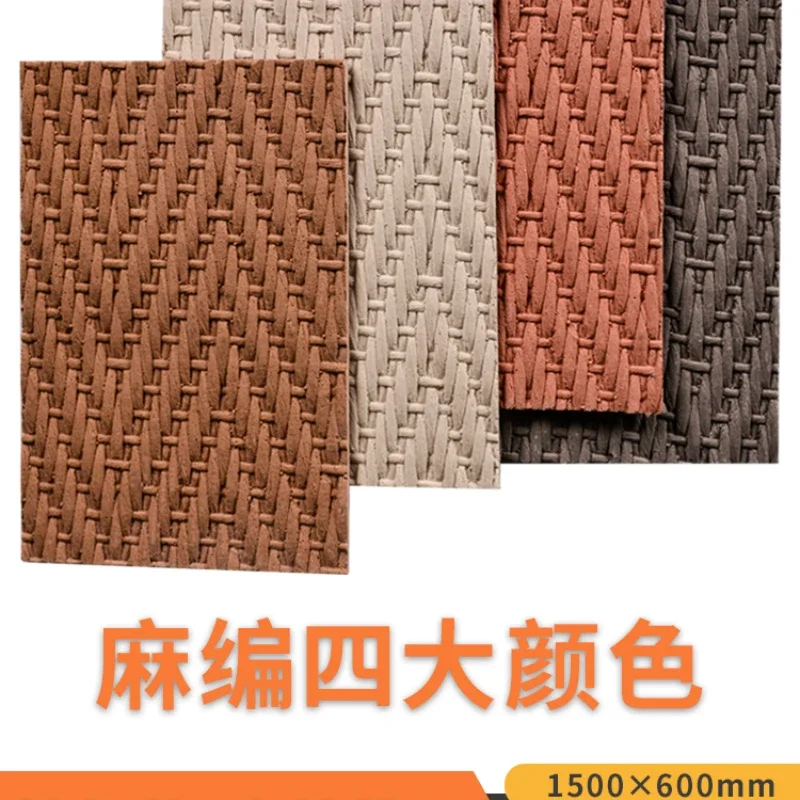 Cloth Pattern Stone Flexible Curved Large Plate Woven Pattern Soft Porcelain Trim Board TV Background Wall Cultural Brick