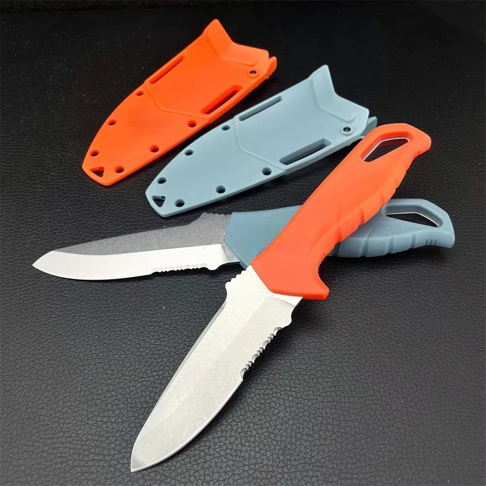 Utility Fixed Blade Knife, D2 Steel Cutting Blade Nylon Fiber Handle with Sheath Practical Tool Outdoor Activities Daily Cutting