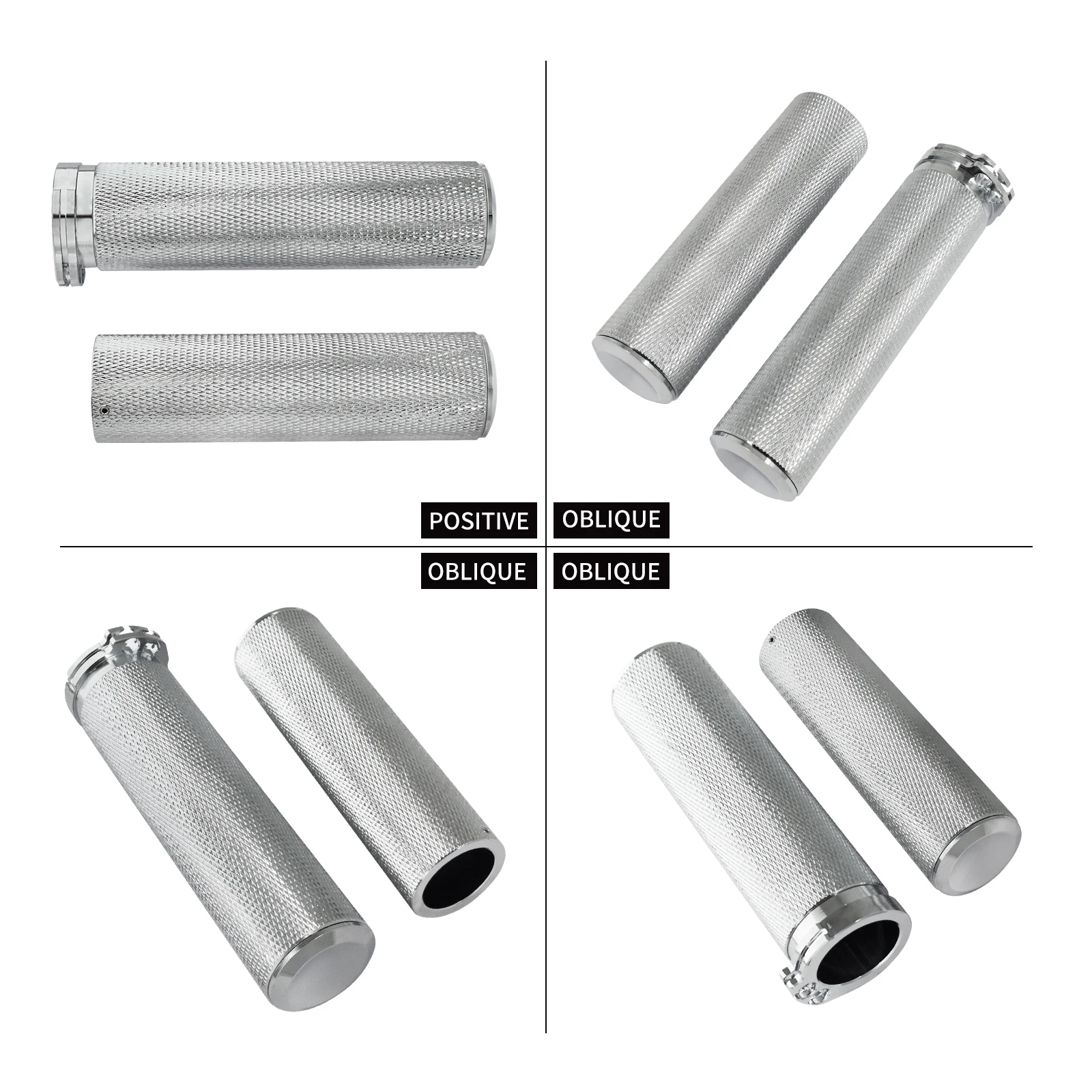 Motocycle 25mm Hand Grips All Aluminum Handlebar Grips Black Chrome For Harley Sportster XL883 XL1200 Touring Dyna Softail