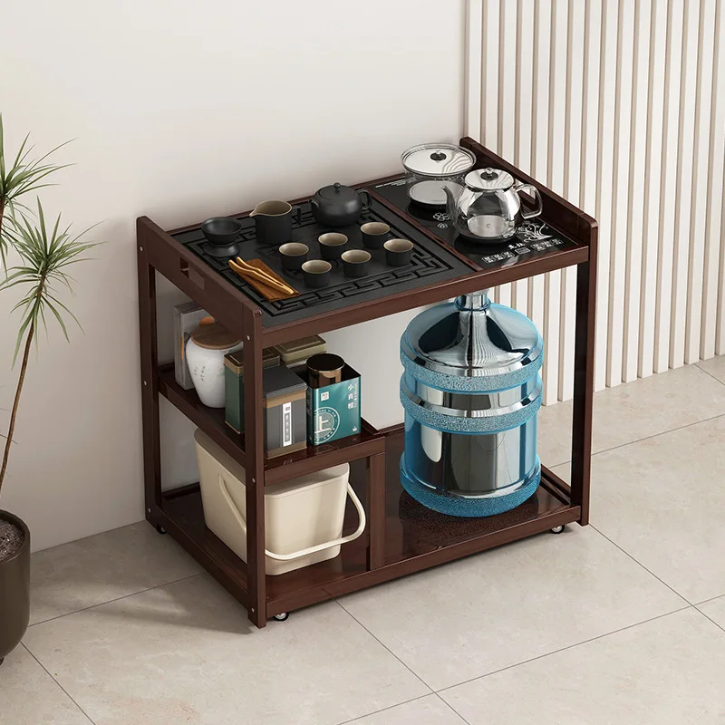 

Устойчивый мобильный чайный столик, маленький чайный столик, чайная тележка, набор для гостиной с интегрированным чайником, кофейный столик, чайный поднос для балкона