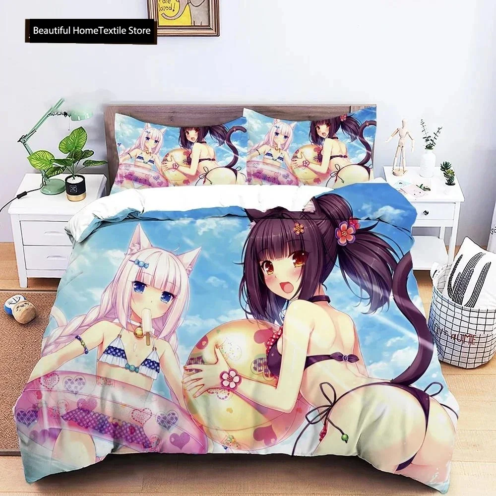 

Anime Nekopara Sexy Girl 3D NEW Duvet Cover Pillowcase Bedding Set Adult Boy Girl Bedroom Decoration Single Double Large
