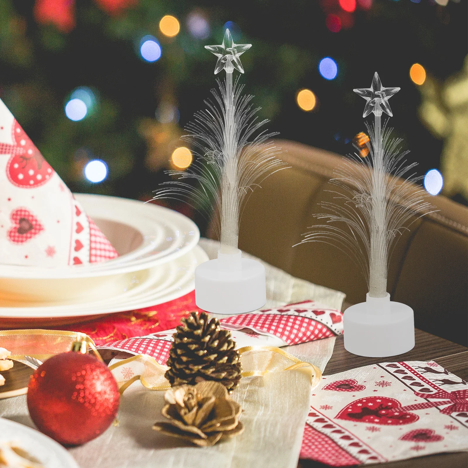 

2Pcs LED Glowing Christmas Tree Colorful Fiber Optic Lights Home Party Decoration Christmas Tree Festive Light Indoor Outdoor