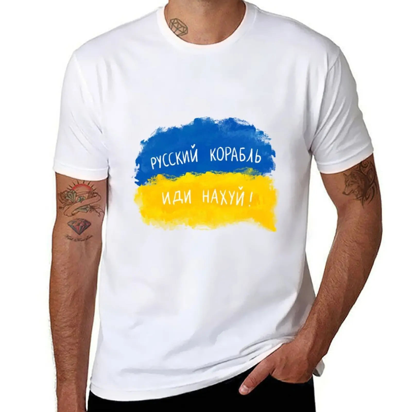 

Russkij korabl idi nachui!# T-Shirt cotton t shirt man man t shirts high quality luxury brand T-Shirt