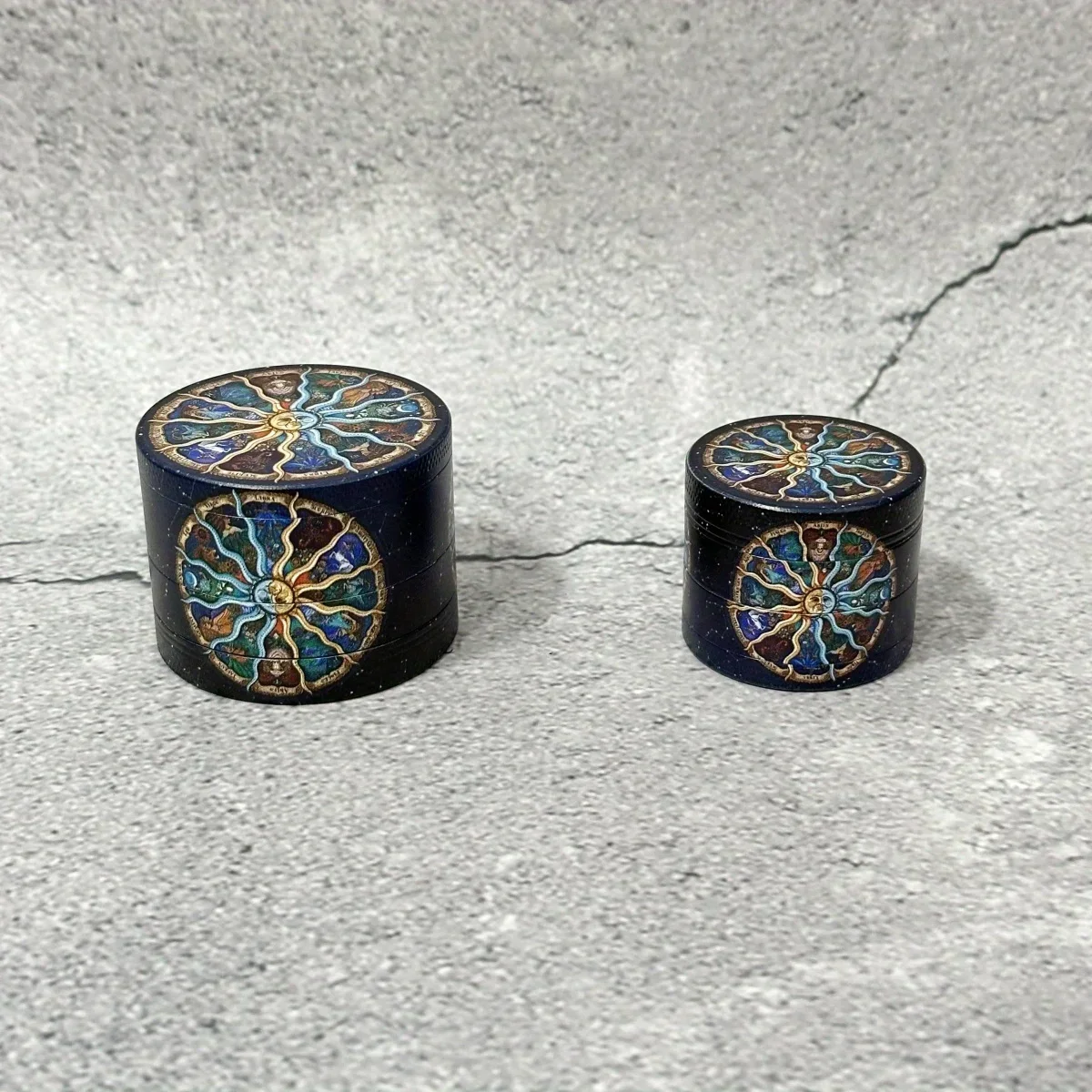 1.6/2インチ サンカラーメタルハーブグラインダー グラス シガー タバコ バニラ ローバッドグラインダー ミル モルタル 4層 喫煙用具