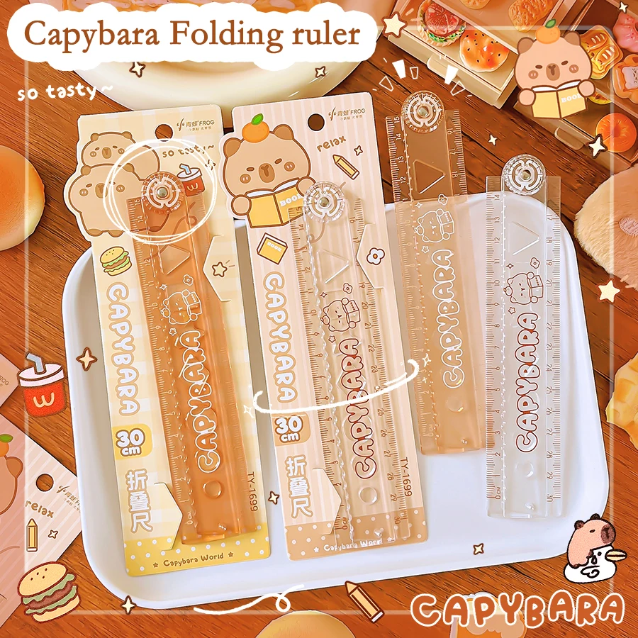 

Kawaii канцелярские принадлежности для школы квадратные школьные принадлежности школьные полезные аксессуары 30 см складная линейка капибара офисные принадлежности