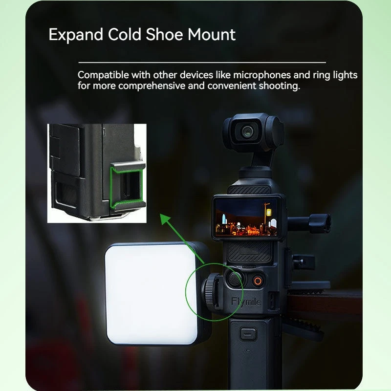 Afbeelding 6: Flymile Verlengbeugel Frame voor DJI Osmo Pocket 3/Pocket 4 Mount met Cold Shoe Adapter Camera Fotografie Accessoires