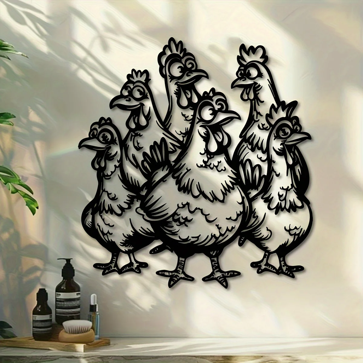 CIFBUY Metal Rooster Wall Art Farmhouse Decor Intricate Feather Weatherproof Indoor Outdoor Hanging Sculpture Living Room