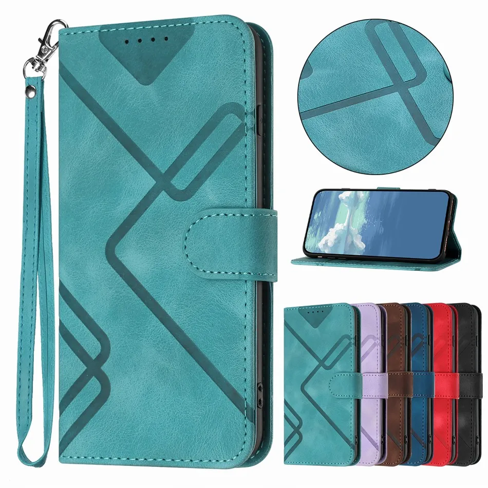 

High-quality Simple Pattern Stand Case For Motorola Moto G32 G22 E20 E30 E40 E22 E13 Fashion Card Cash Wallet Cover With Lanyard
