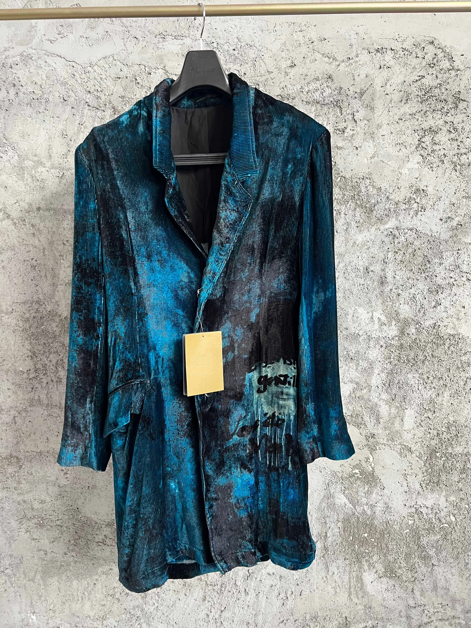 

TOP-YAMAMOTO textured printed mulberry silk corduroy drape Velvet casual suit jacket for men