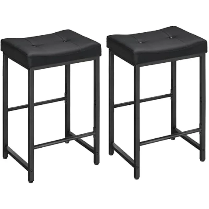 

HOOBRO Bar Stools,Saddle Stools with PU Upholstery, Kitchen Breakfast Chairs, for Dining Room, Cafe, Bar