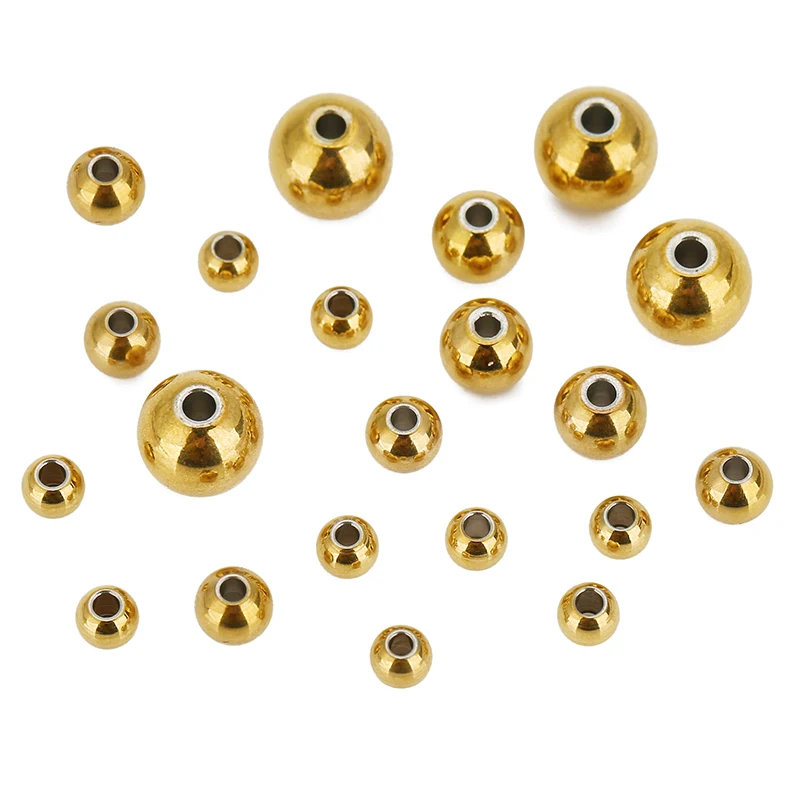 30/50 stuks 4 5 6 8 mm PVD roestvrijstalen spacer kralen nooit vervagen ronde ketting kralen voor DIY armband bevindingen sieraden maken