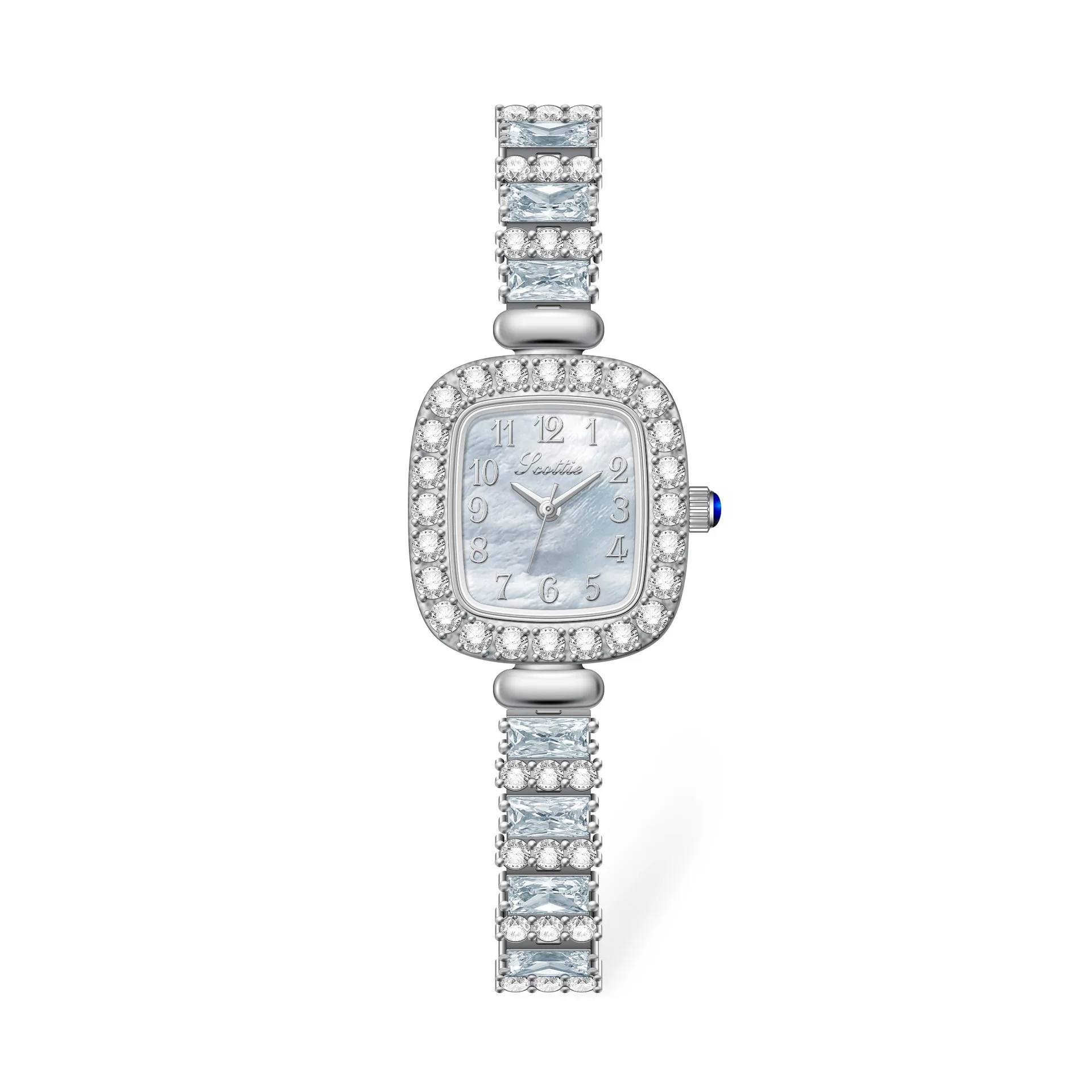 New Gold Spike Pink Crystal Square Women's Watch Luxury Korean Style Chain Japanese Movement Quartz Watch Reloj