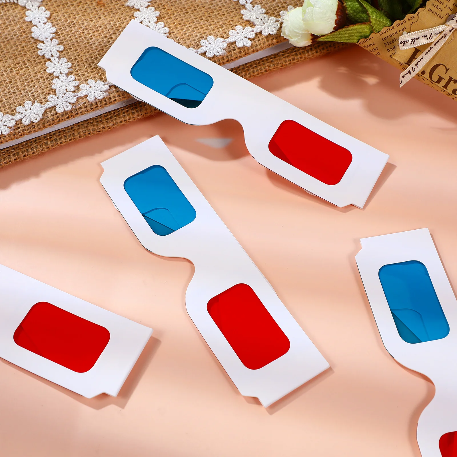 

30Pcs 3D Glasses Disposable Cardboard for 3D Movie Viewing Paper Glasses Portable Lightweight Eyeglasses