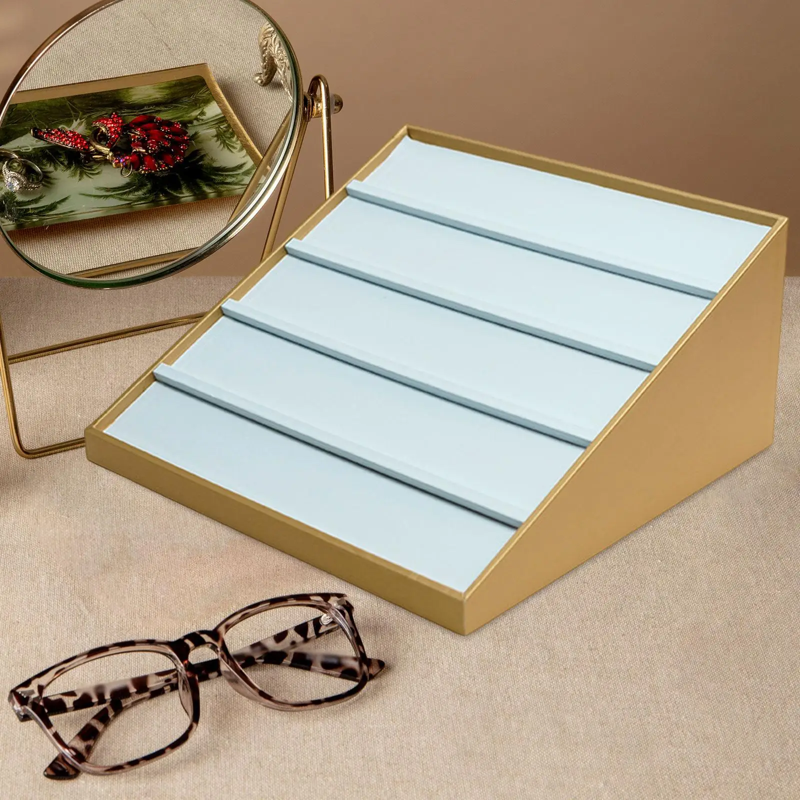

Sunglasses Organizer Tabletop Holder Stand Sturdy Eyeglass Eyewear Display Tray Display Case 5 Tier for Dresser Home Store Shop
