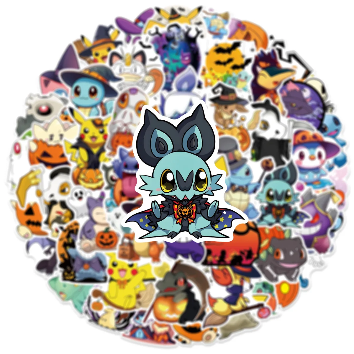 50PCS Halloween Pokemon Graffiti Stickers Phone Tablets Suitcases Party Notebooks Stationery Decor Waterproof Stickers