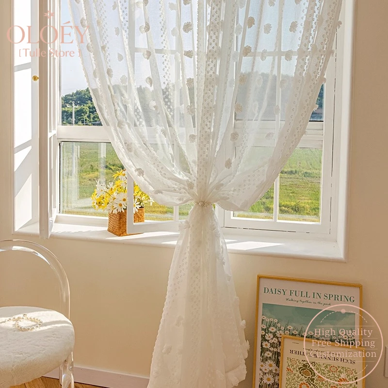 

Rustic Pastoral Vintage Sheer Lace Curtains Lightweight Luxury High End White Drapes for Living Room Bedroom Bay Window Balcony