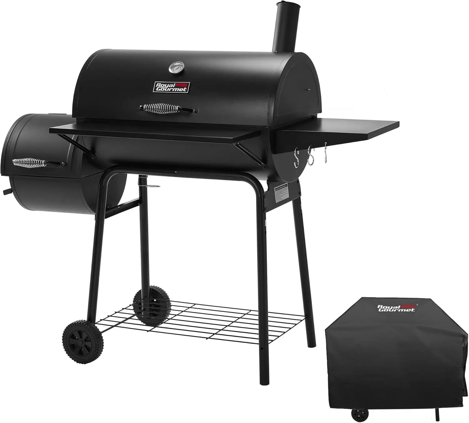 

Gourmet CC1830SC Charcoal Grill Offset Smoker with Cover, 811 Square Inches, Black, Outdoor Camping