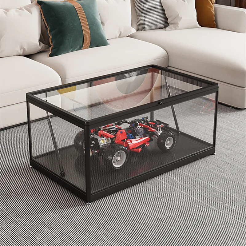 Simple modern coffee table tempered glass model Millennium Falcon for Lego figure building block toy storage display cabinet