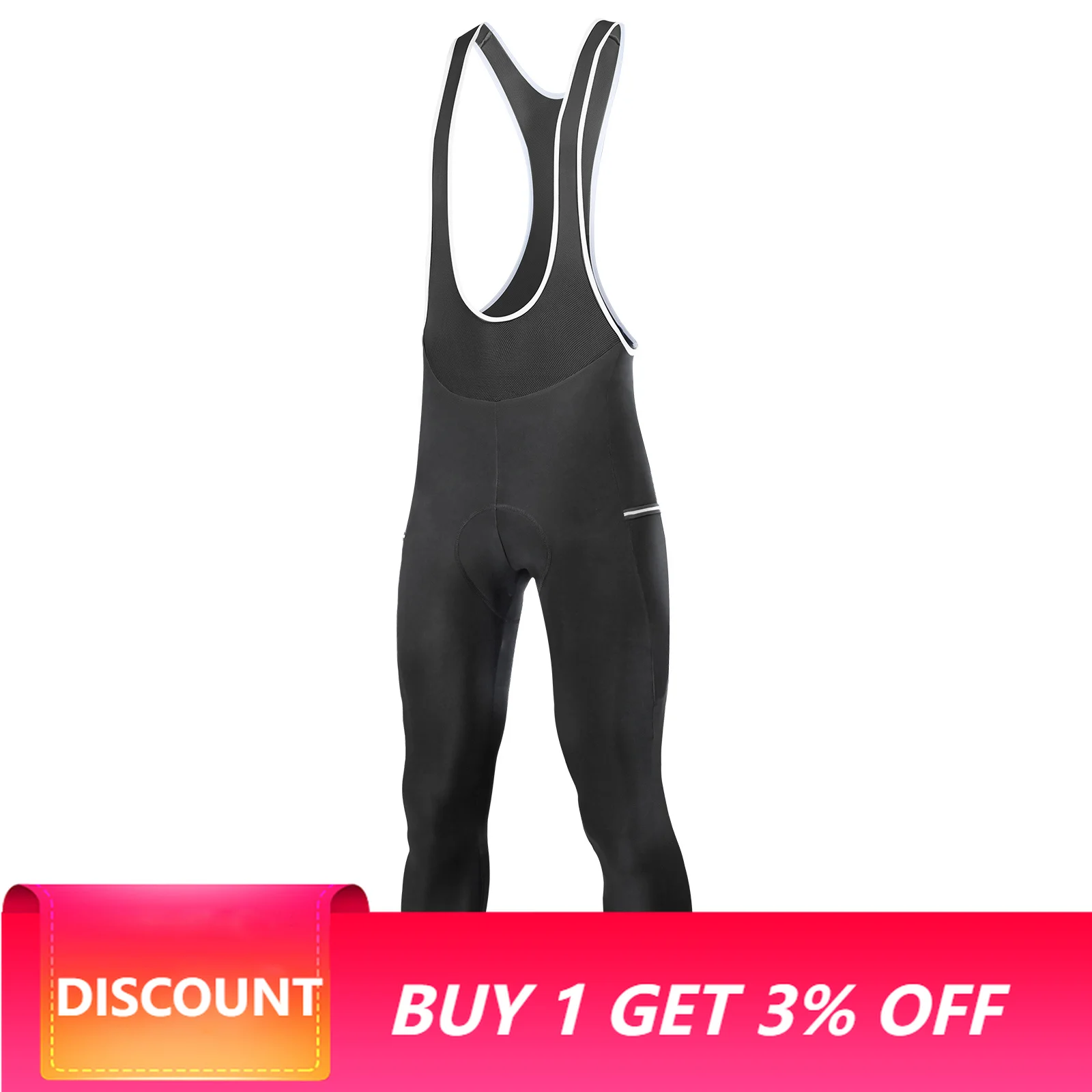 Santic Winter Men's  Cycling Bib Pants Windproof Keep Warm MTB Bike Pants with Sponge Pad & Pocket Thermal Bicycle Trousers