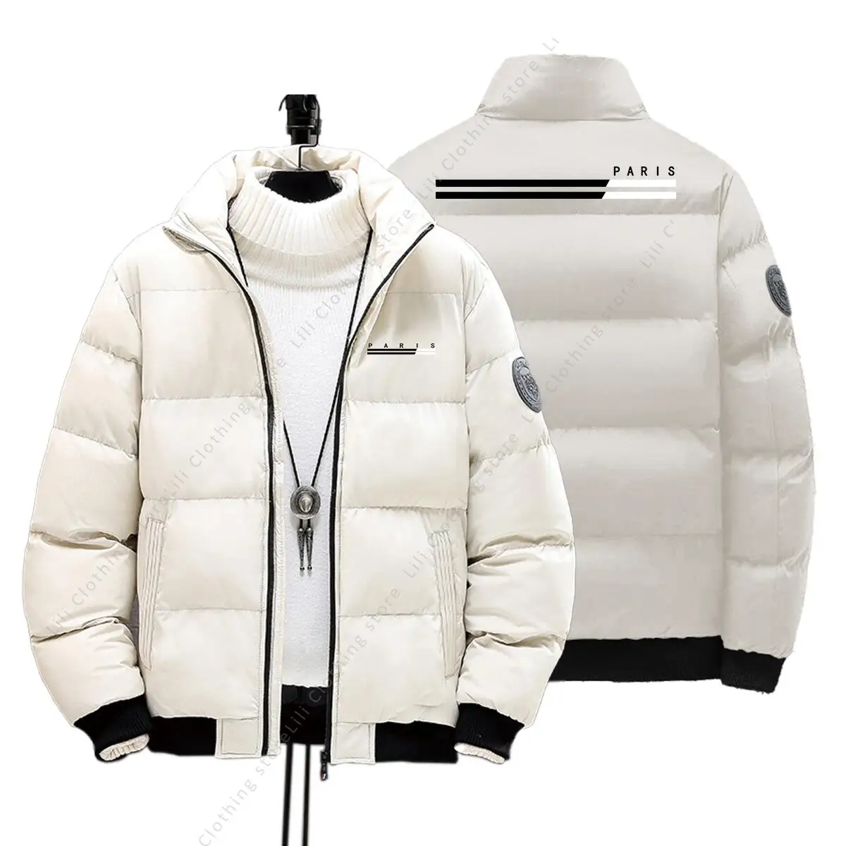 باريس جرافيك رسالة أسفل السترات رجالي جواكت شتوية سميكة دافئة سترات معاطف ملابس موضة الرجال سترة منتفخة صحيح للحجم