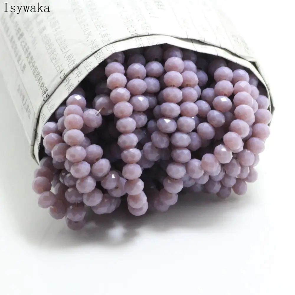 Isywaka Solid Purple Color 4*6mm 50pcs Rondelle Austria faceted Crystal Glass Beads Loose Spacer Round Beads Jewelry Making