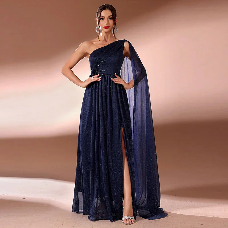 

Ele Long High Waist Slit Dr Faionable round Ne Commute Evening Dr Sexy Knitted A-Line Skirt for Women