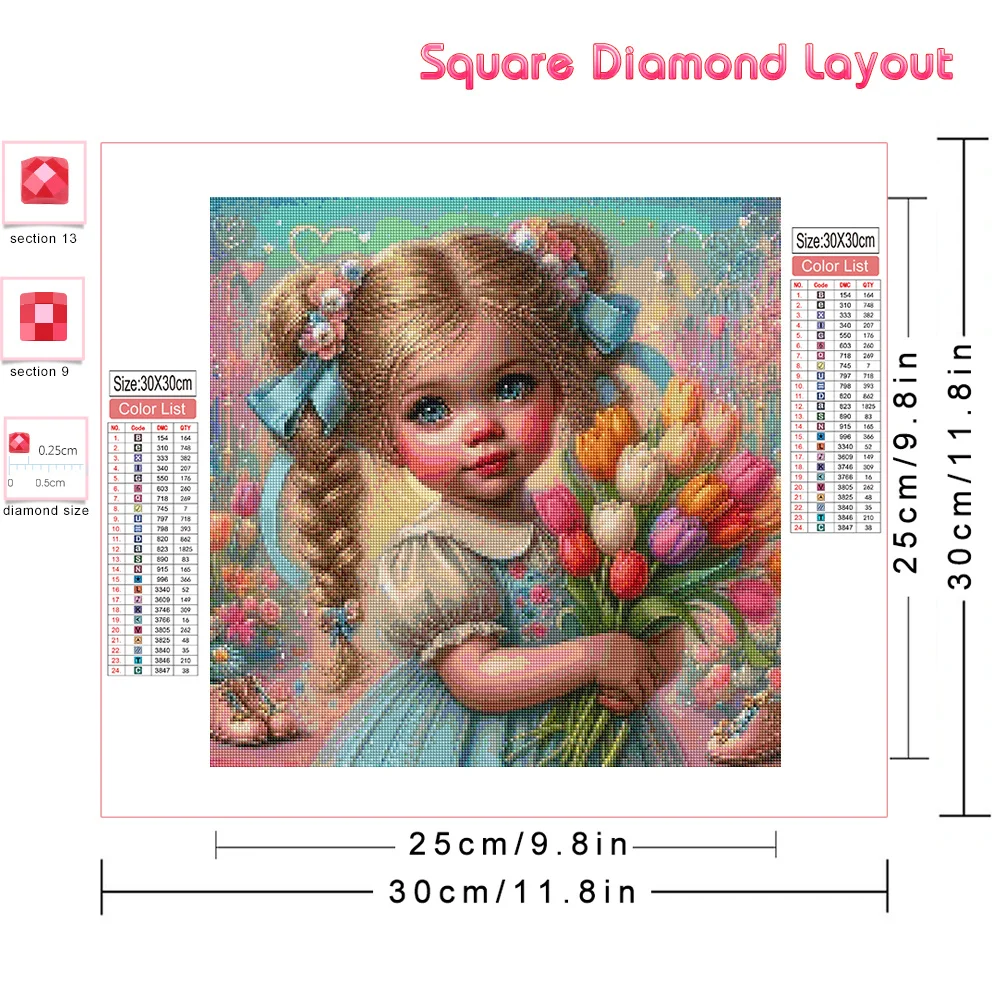 Huacan Diy Diamond Painting Portrait Girl Full Drill Mosaic Flower 5d Embroidery Animal Dog New Collection Childs Gift Set