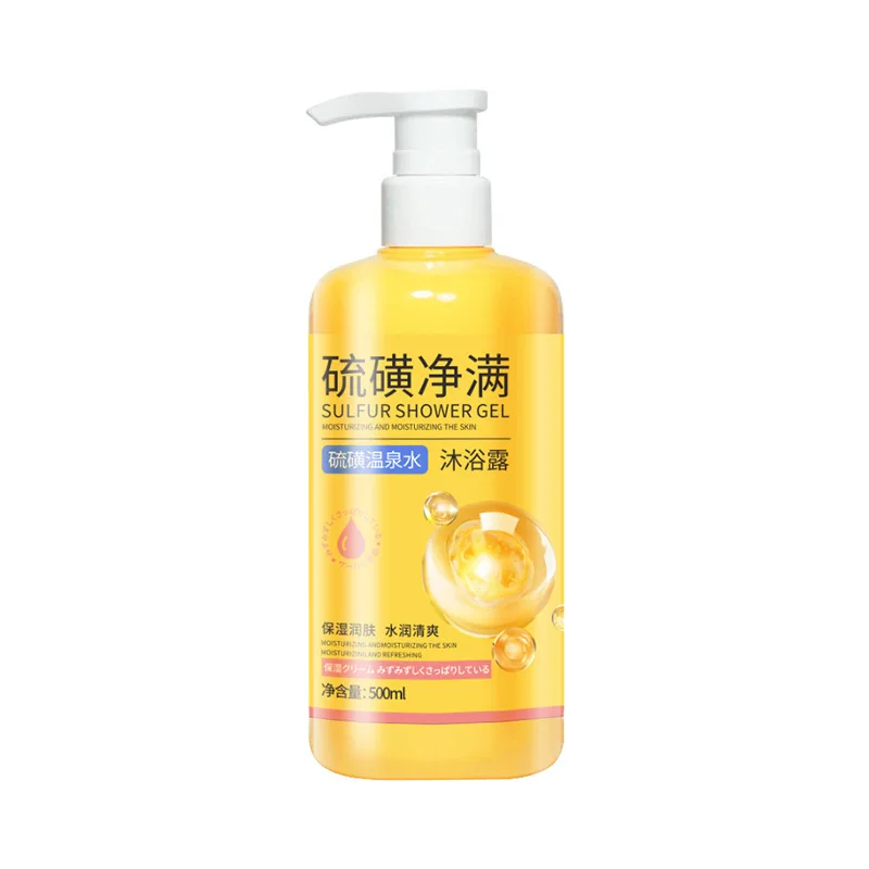 500ml Sulfur Body Wash Mite Removal Liquid Soap Sulfur Hot Spring Water Deep Cleansing Hydrating Moisturizing Rejuvenation