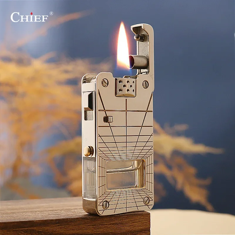 2025 Chief  Kerosene Lighter Creative Transparent Oil Compartment Can Be Automatic Ignition Men's Gift Lighters Wholesale